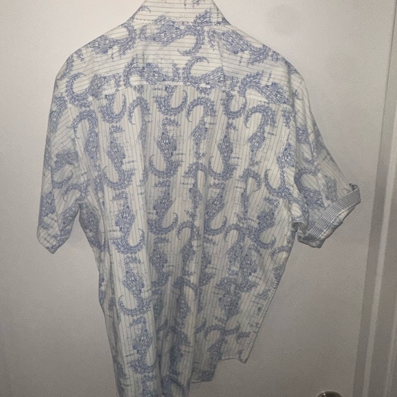 Bugatchi Men Classic Fit Short Sleeve Shirt - Large - Paisley Pattern - Picture 5 of 11
